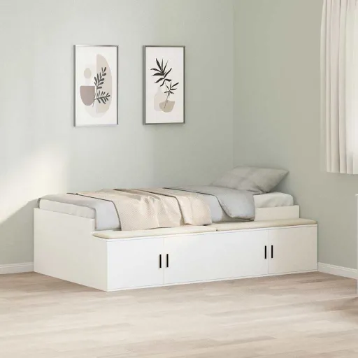 Estrutura da Cama Branco 90 x 190 cm Madeira Processada