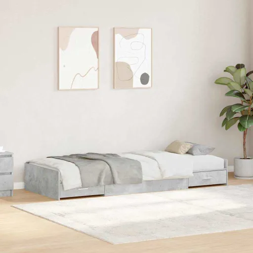 Estrutura da Cama Cinzento 100 x 200 cm Madeira Processada