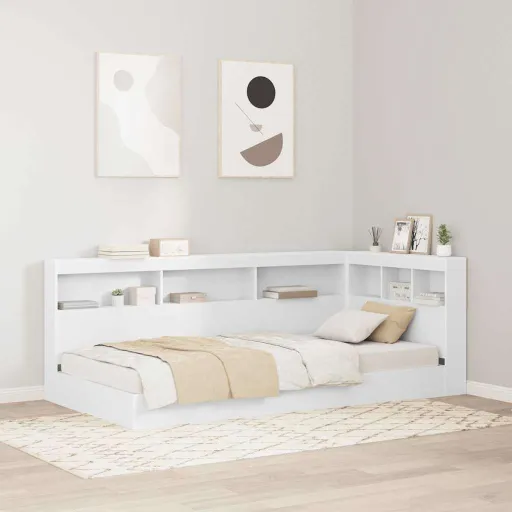 Cama com Estante Branco 100 x 200 cm Madeira Processada