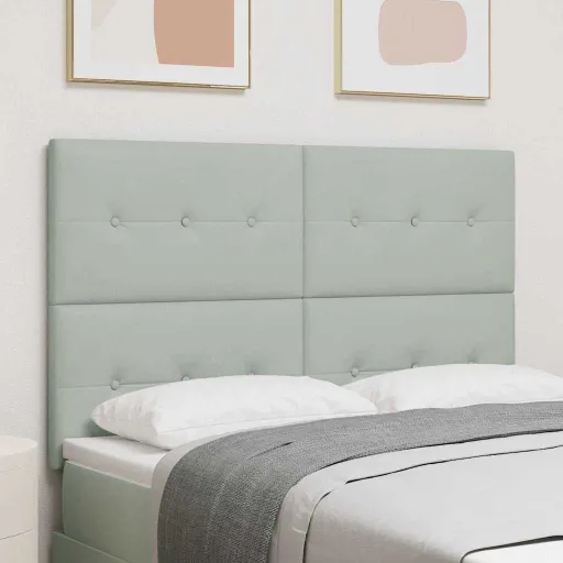 Cabeceira LED com Cabeceira Cinzento-Claro 160 cm Poliéster