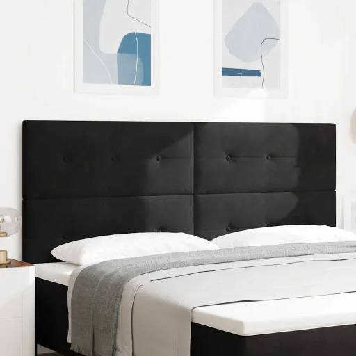 Cabeceira LED com Luzes de Tira LED Preto 200 cm Poliéster