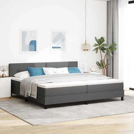 Cama Box com Colchão Cinza Escuro 200 x 200 cm Tecido