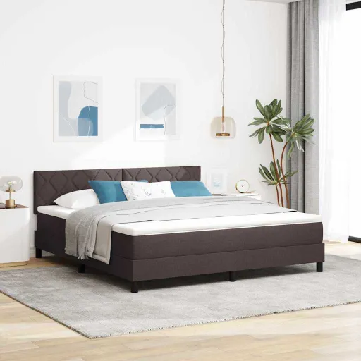 Cama Box com Colchão Marrom Escuro 180 x 200 cm Tecido