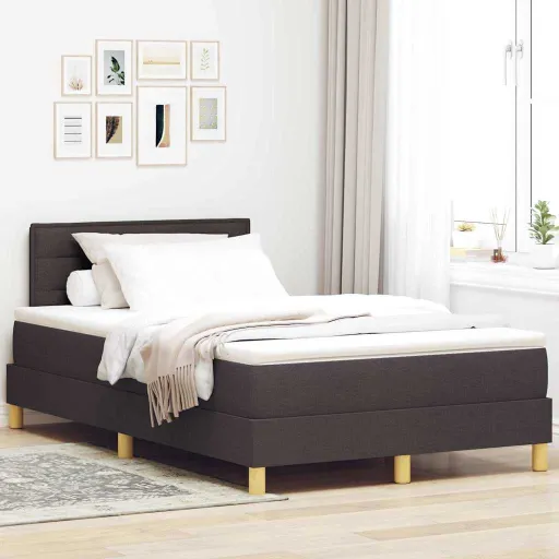 Cama Box com Colchão Marrom Escuro 120 x 190 cm Tecido