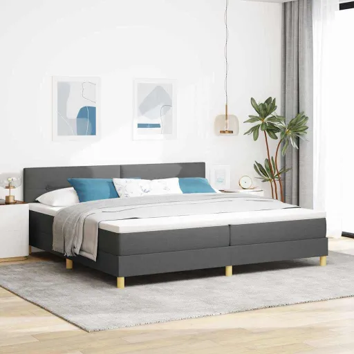 Cama Box com Colchão Cinza Escuro 200 x 200 cm Tecido