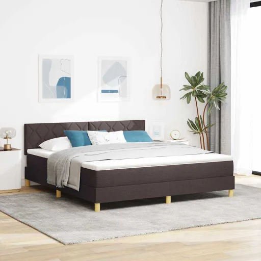 Cama Box com Colchão Marrom Escuro 180 x 200 cm Tecido