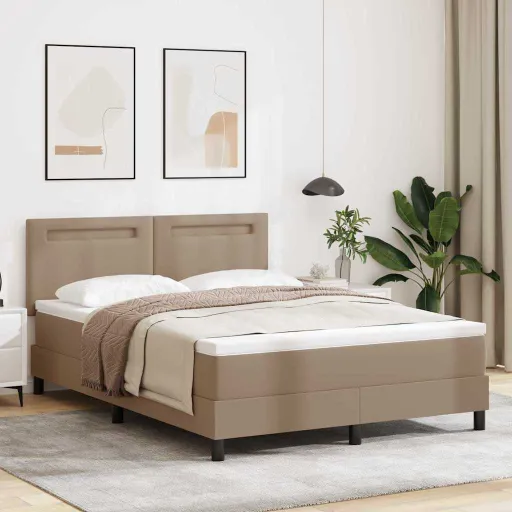 Cama Box com Colchão Cappuccino 160 x 200 cm Couro Sintético