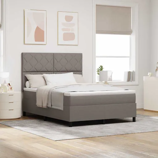 Cama Box com Colchão Cinzento-Acastanhado 140 x 200 cm Tecido