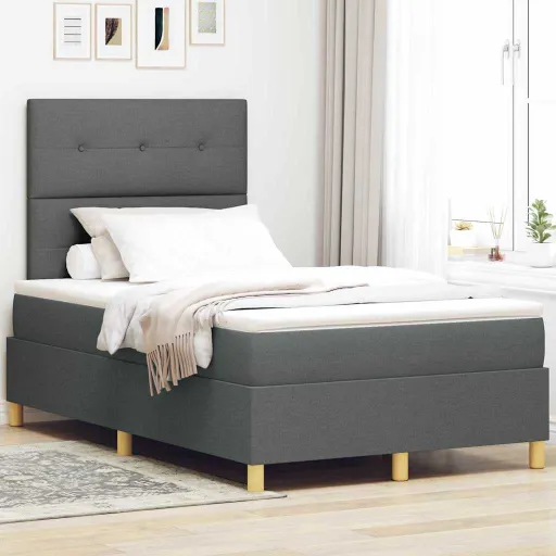 Cama Box com Colchão Cinza Escuro 120 x 190 cm Tecido