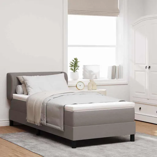 Cama Box com Colchão Cinzento-Acastanhado 100 x 200 cm Tecido