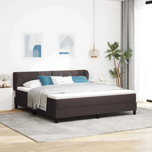 Cama Box com Colchão Marrom Escuro 180 x 200 cm Tecido