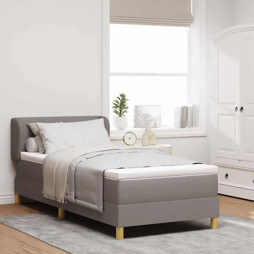 Cama Box com Colchão Cinzento-Acastanhado 100 x 200 cm Tecido