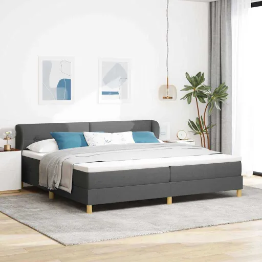 Cama Box com Colchão Cinzento Escuro 200 x 200 cm Tecido