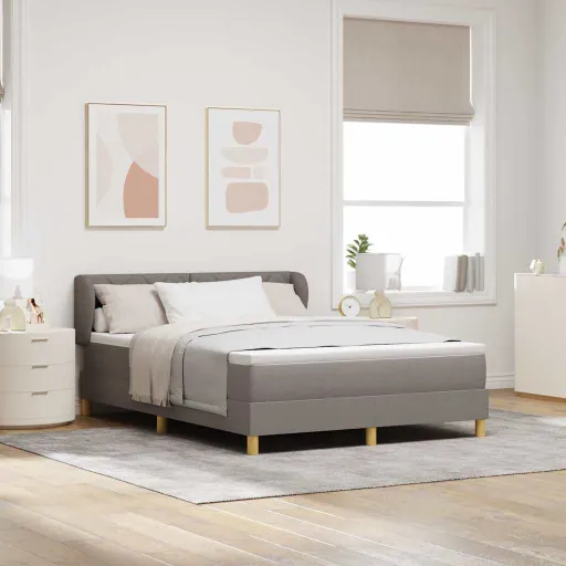 Cama Box com Colchão Cinzento-Acastanhado 140 x 190 cm Tecido