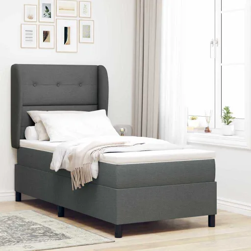 Cama Box com Colchão Cinzento Escuro 100 x 200 cm Tecido