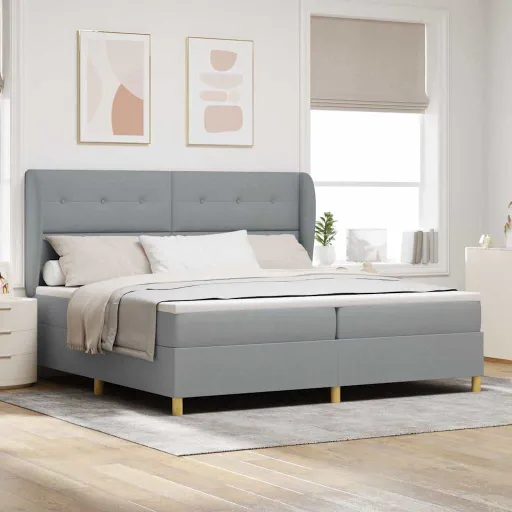 Cama Box Springs com Colchão Cinza Escuro 90x190 cm com Colchão
