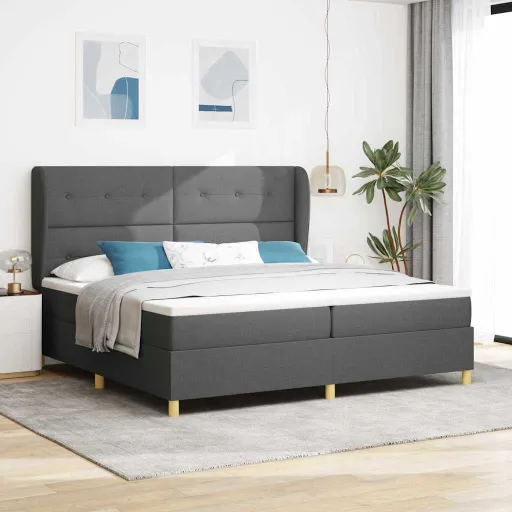 Cama Box Springs com Colchão Cinza Escuro 90x190 cm com Colchão