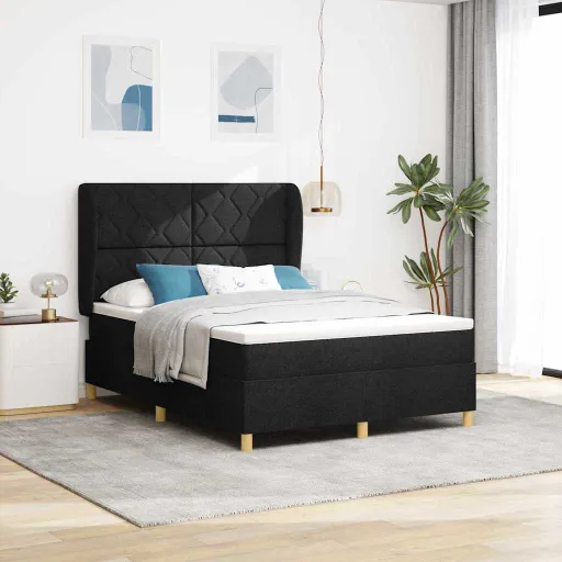 Cama Box Springs com Colchão Cinza Escuro 90x190 cm Preto