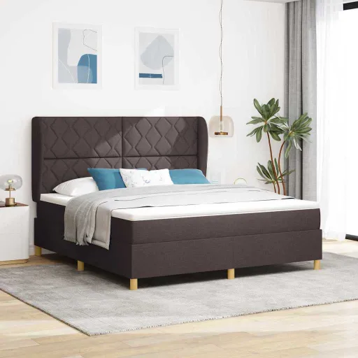 Cama Box Springs com Colchão Cinza Escuro 90x190 cm com Colchão