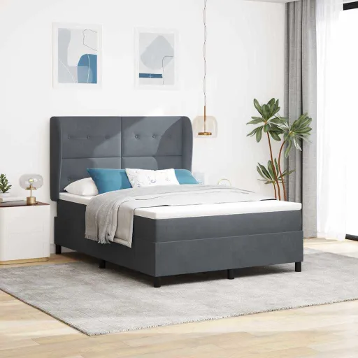 Cama Box com Colchão Cinza Escuro 200 x 160 cm Poliéster