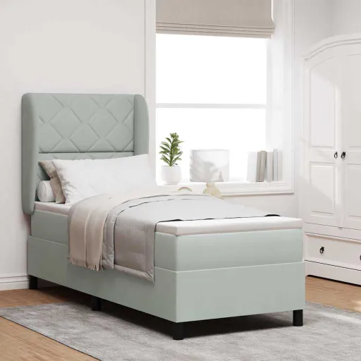 Cama Box com Colchão Cinzento-Claro 200 x 80 cm Poliéster