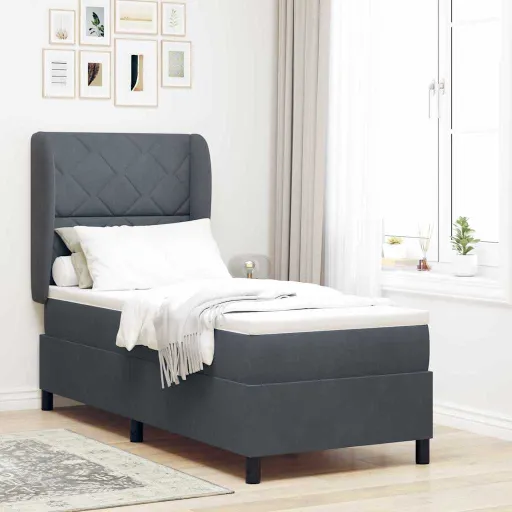 Cama Box com Colchão Cinza Escuro 200 x 80 cm Poliéster