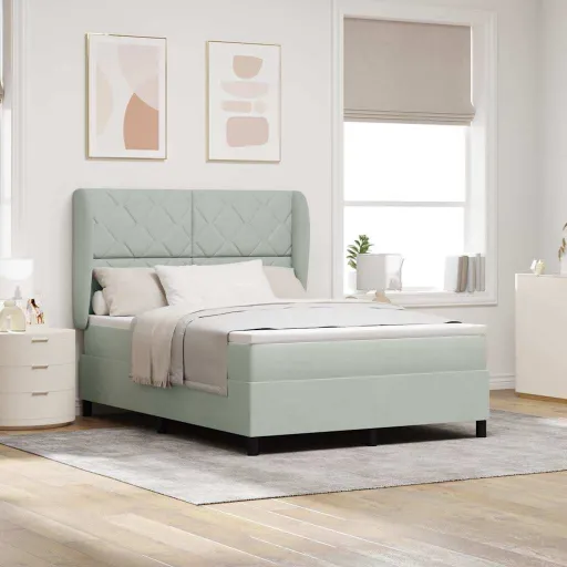 Cama Box com Colchão Cinzento-Claro 200 x 160 cm Poliéster