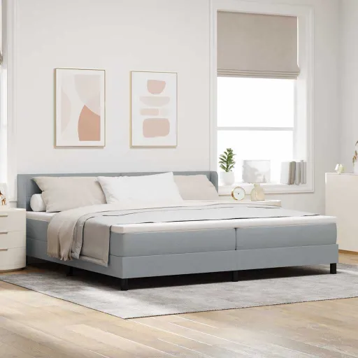 Cama Box Spring com Colchão Cinzento-Claro 200 x 200 cm