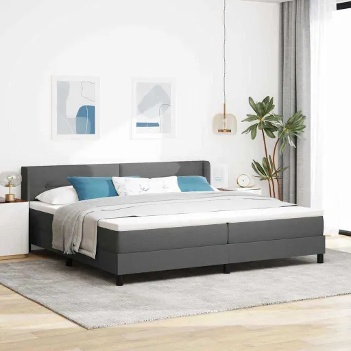 Cama Box Spring com Colchão Cinzento Escuro 200 x 200 cm