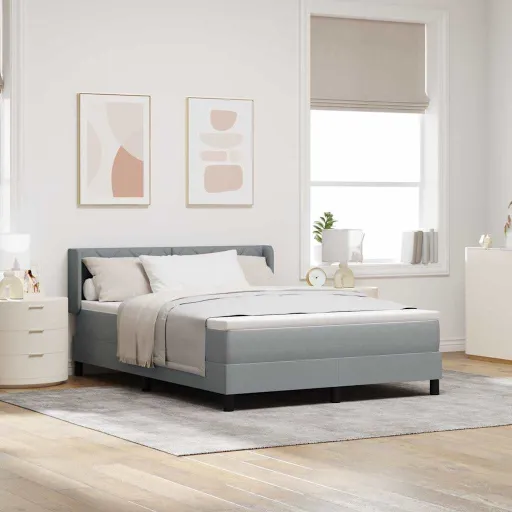 Cama Box Spring com Colchão Cinzento-Claro 140 x 190 cm