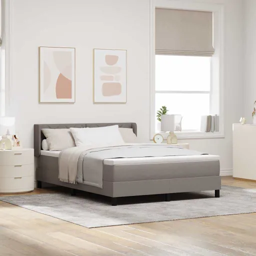Cama Box Spring com Colchão Cinzento-Acastanhado 140 x 190 cm