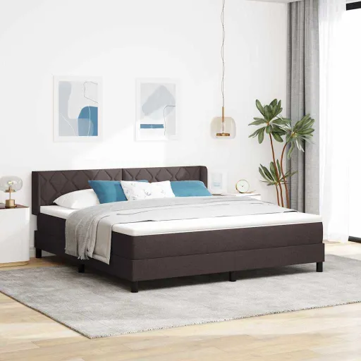 Cama Box com Colchão Marrom Escuro 200 x 180 cm Poliéster