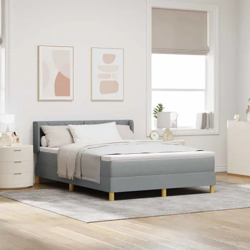 Cama Box com Colchão Cinzento-Claro 190 x 140 cm Poliéster