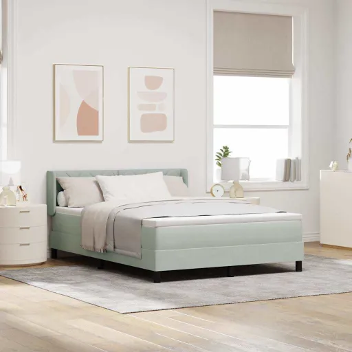 Cama Box com Colchão Cinzento-Claro 200 x 160 cm Poliéster