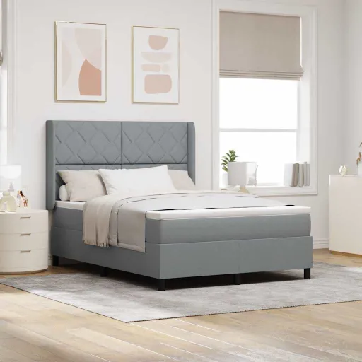 Cama Box com Colchão Cinzento-Claro 140 x 200 cm Tecido