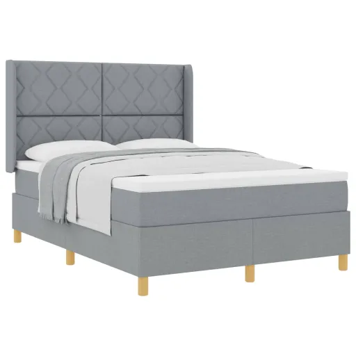 Cama Box com Colchão Cinzento-Claro 140 x 200 cm Tecido