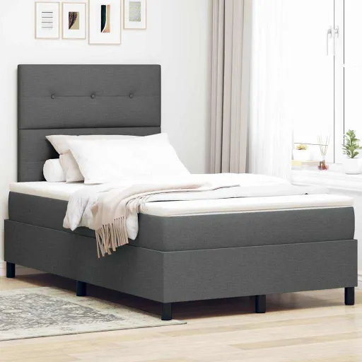 Cama Box com Colchão Cinzento Escuro 120 x 190 cm Tecido