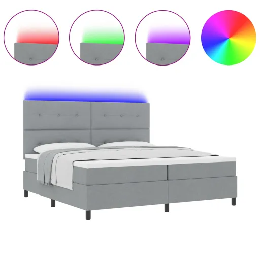 Cama Box com Colchão Cinzento-Claro 200 x 200 cm Tecido