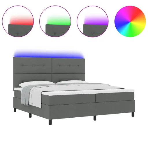 Cama Box com Colchão Cinzento Escuro 200 x 200 cm Tecido