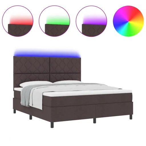 Cama Box com Colchão Castanho Escuro 180 x 200 cm Tecido