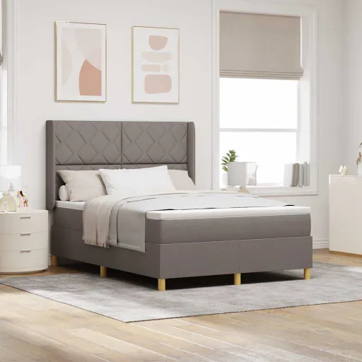 Cama Box com Colchão Cinzento-Acastanhado 140 x 190 cm Tecido