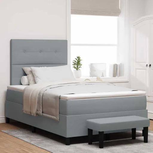 Cama Box com Colchão Cinzento-Claro 120 x 190 cm Tecido