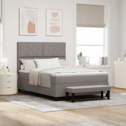 Cama Box com Colchão Cinzento-Acastanhado 140 x 190 cm Tecido