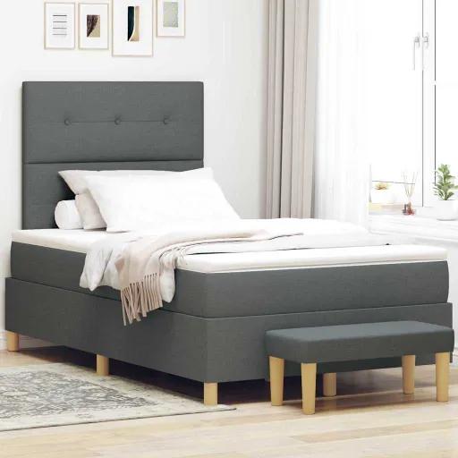Cama Box com Colchão Cinzento Escuro 120 x 190 cm Tecido