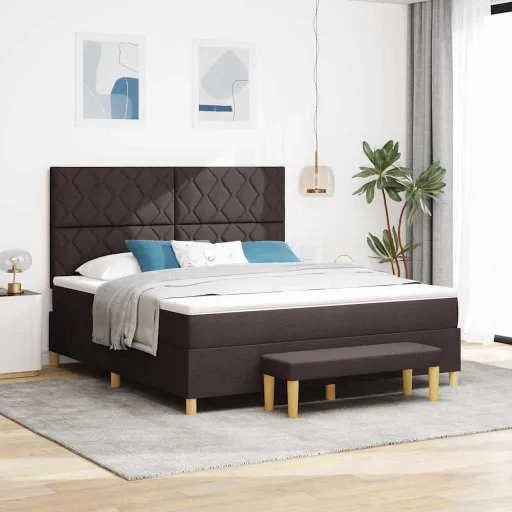 Cama Box com Colchão Marrom Escuro 180 x 200 cm Tecido