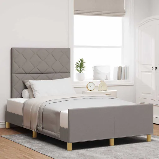 Estrutura da Cama Cinzento-Acastanhado 120 x 190 cm Tecido
