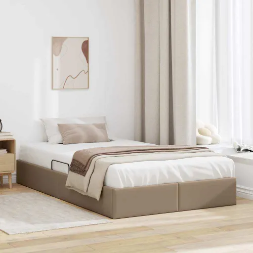 Cama com Armazenamento Cappuccino 120 x 190 cm Couro Sintético