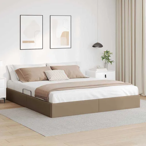 Cama com Armazenamento Cappuccino 180 x 200 cm Couro Sintético
