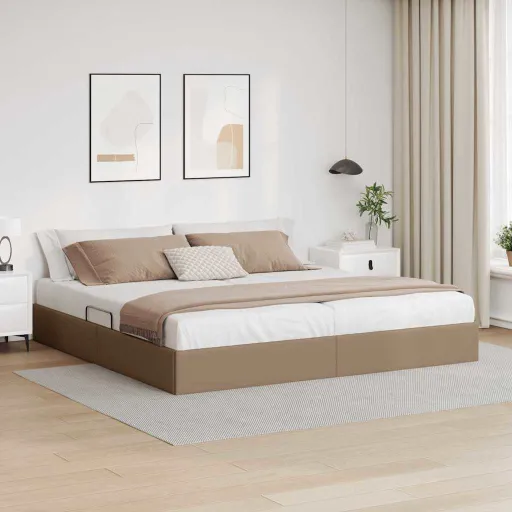 Cama com Armazenamento Cappuccino 200 x 200 cm Couro Sintético