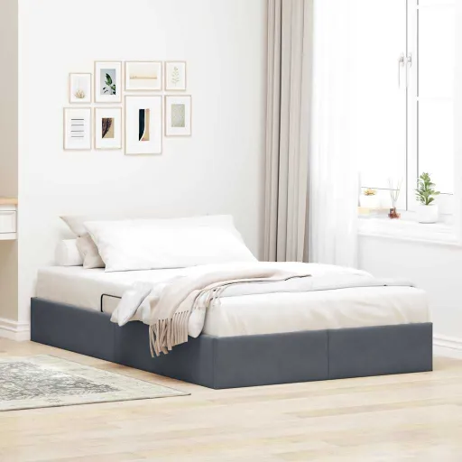 Cama com Armazenamento Cinza Escuro 120 x 200 cm Veludo